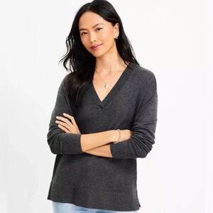 LOFT Charcoal V-Neck Sweater for Women
